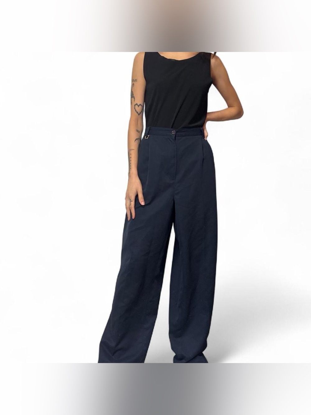 Vintage Navy Blue High Waisted Tailored Trousers by Liz Claiborne